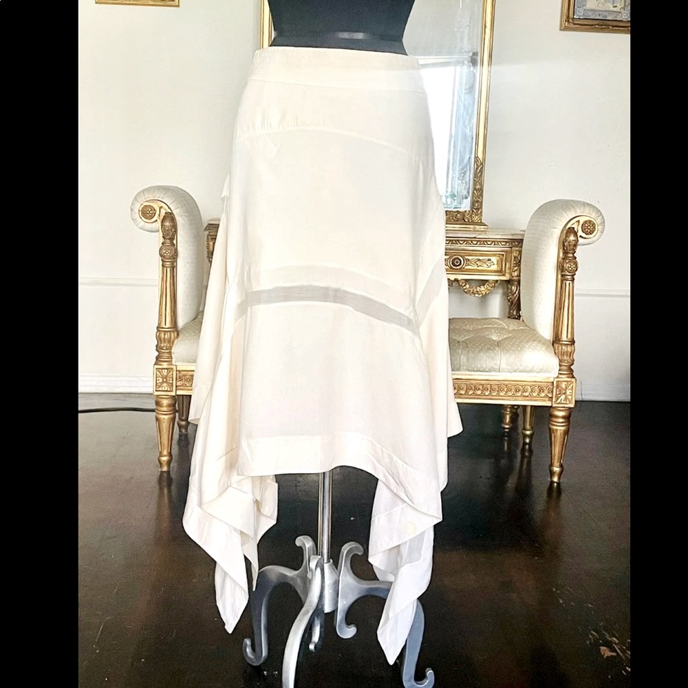 “SOLD. BALMAIN” Silk Asymmetrical Silk Skirt With Transparent Design